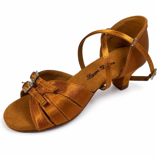 Junior Girls Latin Dance Shoes - Dark Bronze