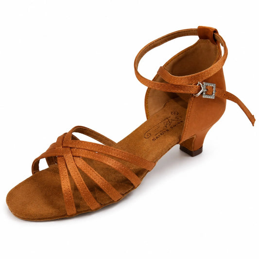 Junior Girls Latin Dance Shoes - Bronze Satin