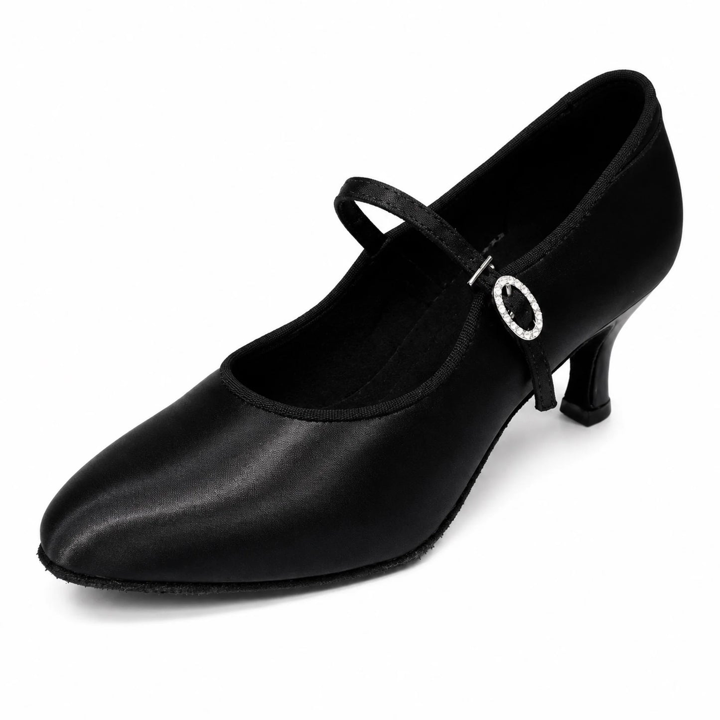 Professional BD Black Satin Modern Ballroom Shoes
